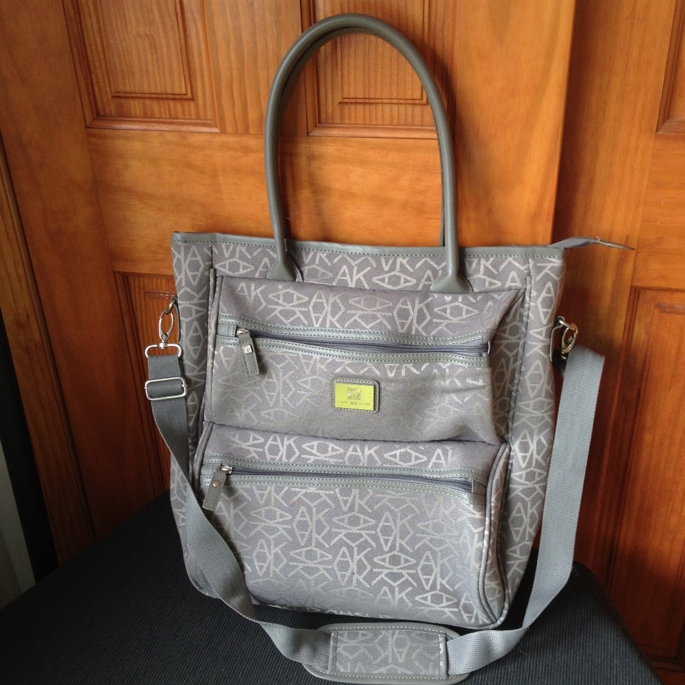 Ak Large Gray Canvas Tote With Strap - image 1